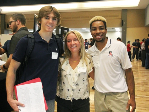  Biosystems engineering seniors Kaden Thomas and Petrea Houska with mining engineering senior Michael Bass. 