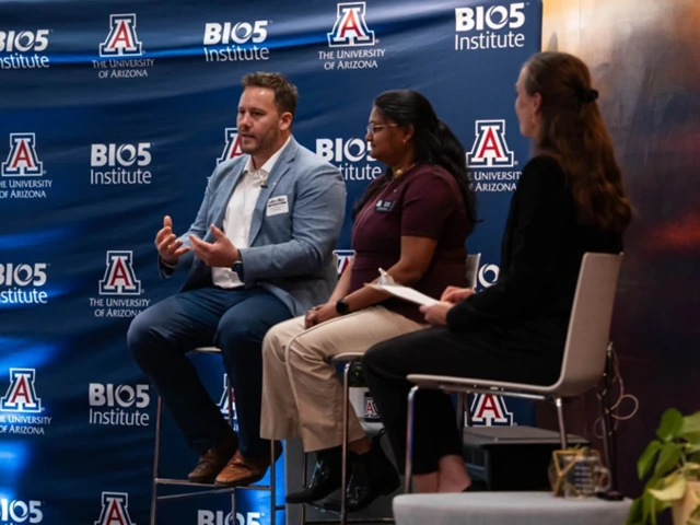 Alex McGhee and Swarna Ganesh speak at a BIO5 event